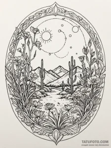 Tattoo sketch, xeriscaped garden, data blooms... - эскиз тату (№1752434191_0, 13.07.2025 19:16) — Tatufoto.com