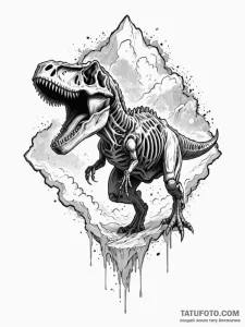 Tattoo sketch, disappearing dinosaur fossil,... - эскиз тату (№1752434277_0, 13.07.2025 19:17) — Tatufoto.com