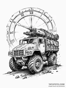 Tattoo sketch, juggernaut of time, a massive,... - эскиз тату (№1752434365_0, 13.07.2025 19:19) — Tatufoto.com