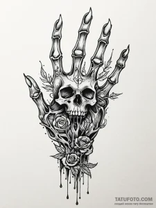 Tattoo sketch, illuminated skeletal hand, a d... - эскиз тату (№1752434537_0, 13.07.2025 19:22) — Tatufoto.com