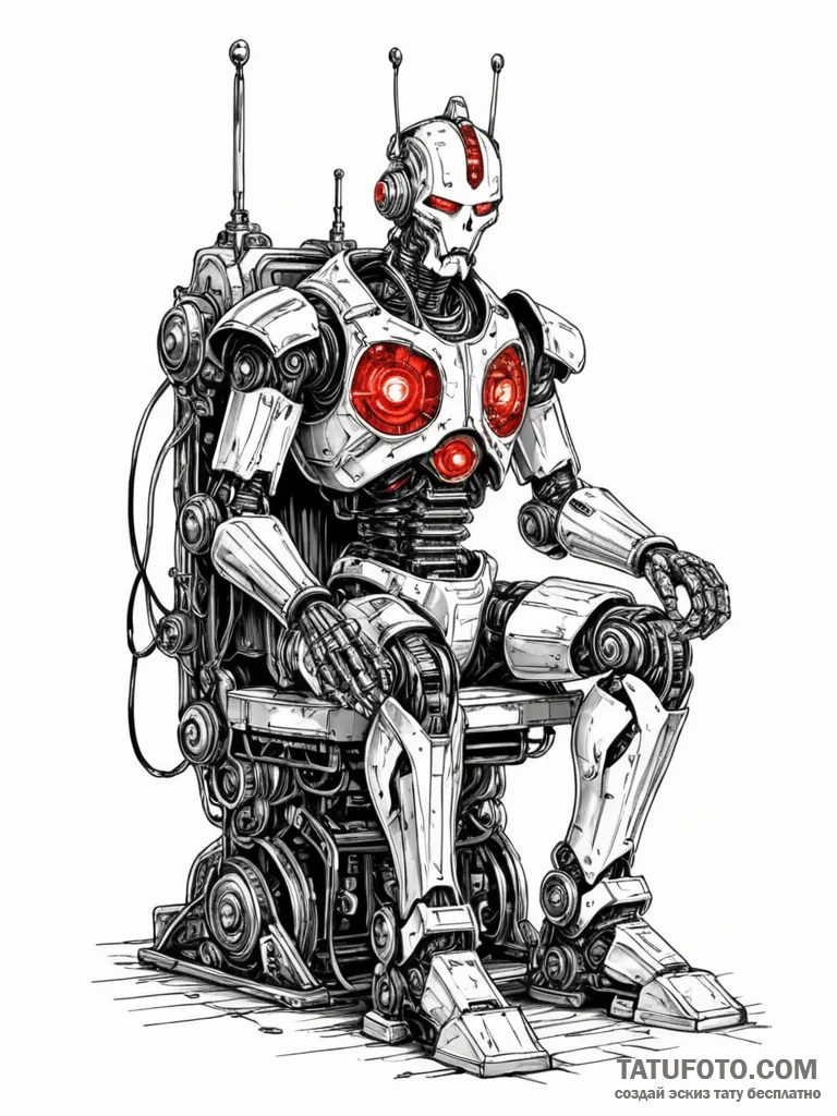 Tattoo sketch, usurper robot king, a powerful... - эскиз тату (№1752434711_0, 13.07.2025 19:25) — Tatufoto.com