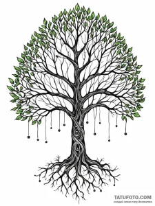Tattoo sketch, binary tree structure rendered... - эскиз тату (№1752434973_0, 13.07.2025 19:29) — Tatufoto.com