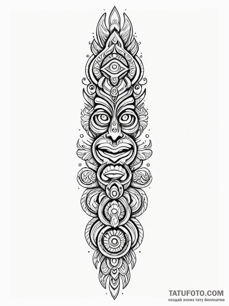 Tattoo sketch, thought-form totem pole, a sty... - эскиз тату (№1752435058_0, 13.07.2025 19:30) — Tatufoto.com