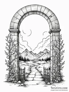 Tattoo sketch, new horizon gateway, a large,... - эскиз тату (№1752435403_0, 13.07.2025 19:36) — Tatufoto.com