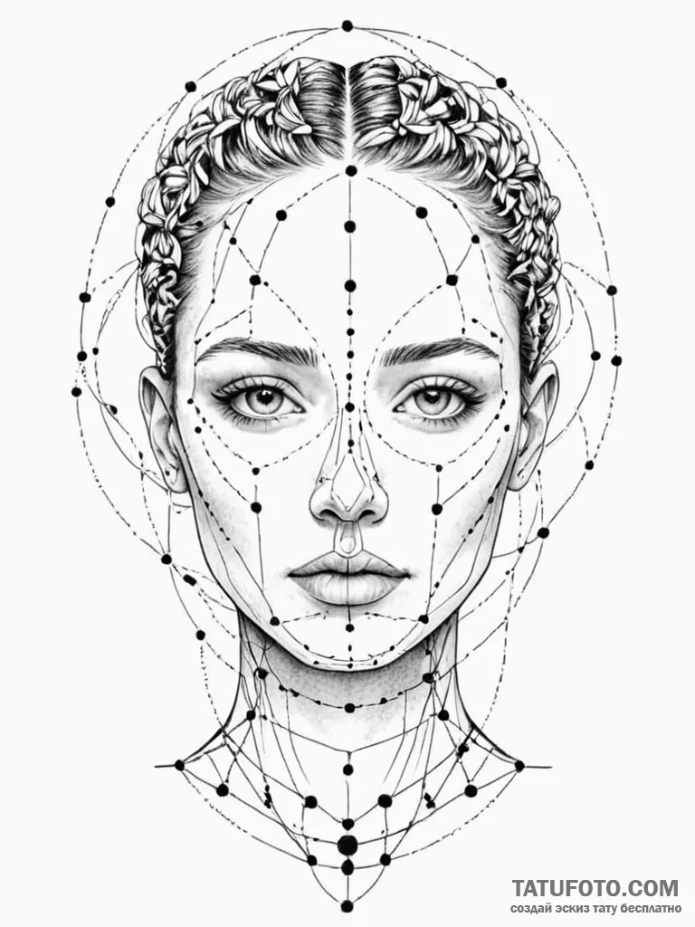 Tattoo sketch, abstract expressionist portrai... - эскиз тату (№1752436015_0, 13.07.2025 19:46) — Tatufoto.com