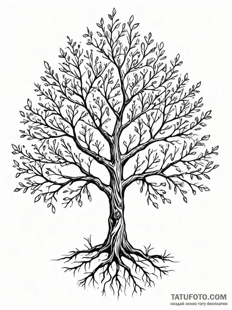 Tattoo sketch, evolving algorithm tree, a tre... - эскиз тату (№1752436101_0, 13.07.2025 19:48) — Tatufoto.com