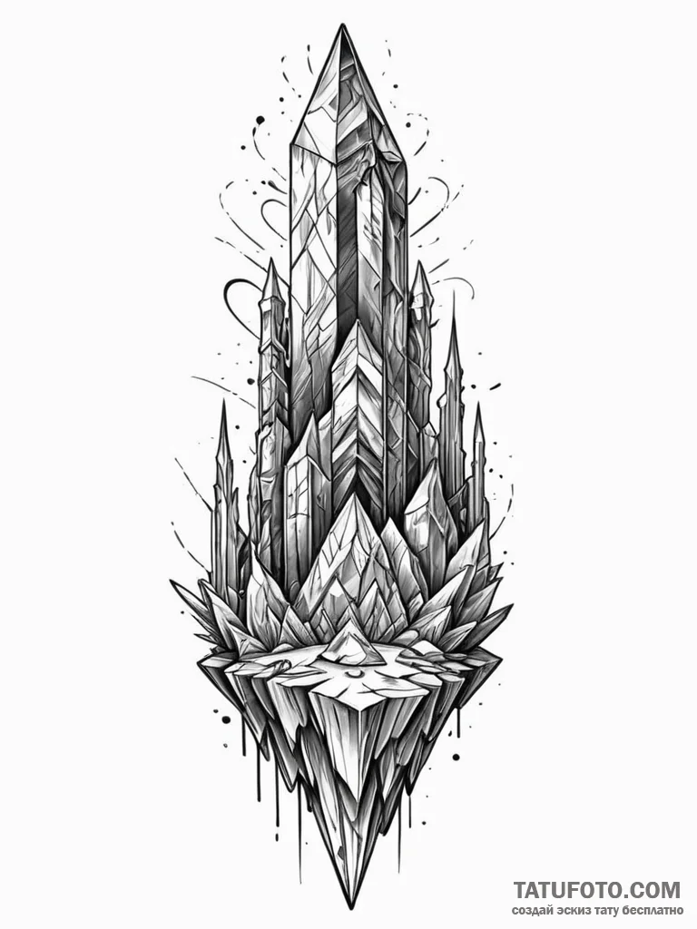 Tattoo sketch, quartz crystal data spire, a m... - эскиз тату (№1752436275_0, 13.07.2025 19:51) — Tatufoto.com