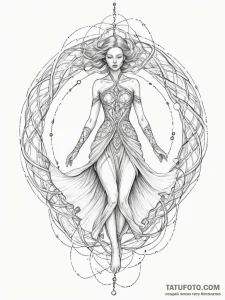 Tattoo sketch, space-time seamstress, a grace... - эскиз тату (№1752436451_0, 13.07.2025 19:54) — Tatufoto.com