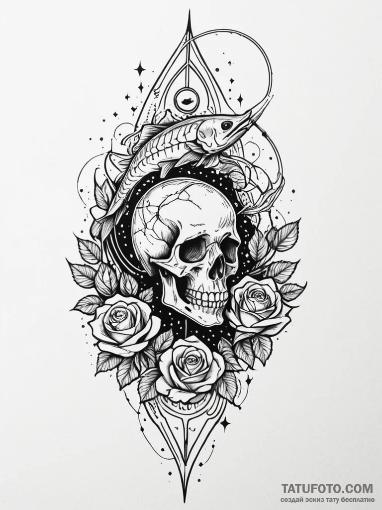 Tattoo sketch, futuristic fishing rod, a slee… — эскиз тату (№1752436627_0, 13.07.2025 19:57) — Tatufoto.com