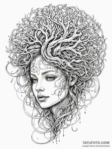 Tattoo sketch, thread of collective conscious... - эскиз тату (№1752436885_0, 13.07.2025 20:01) — Tatufoto.com