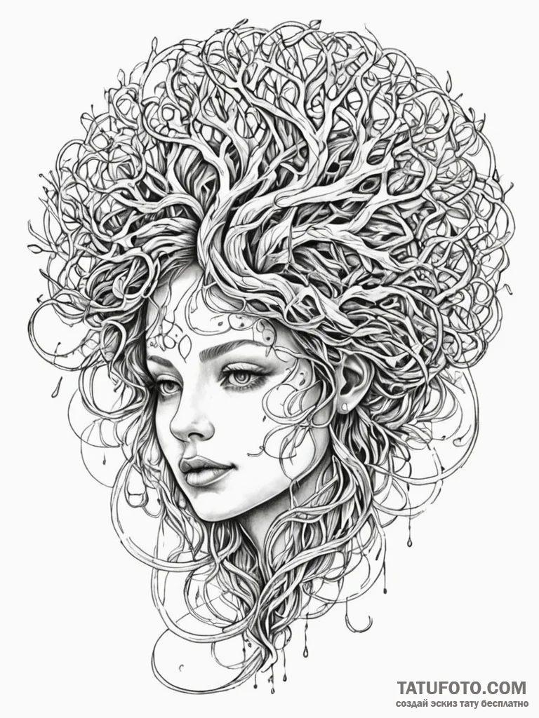 Tattoo sketch, thread of collective conscious... - эскиз тату (№1752436885_0, 13.07.2025 20:01) — Tatufoto.com