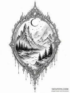 Tattoo sketch, glimpse through time's veil, a... - эскиз тату (№1752437145_0, 13.07.2025 20:05) — Tatufoto.com