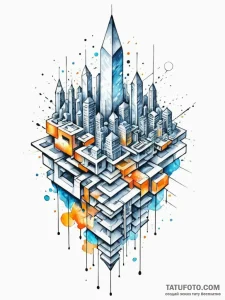 Tattoo sketch, blockchain ledger visualized a... - эскиз тату (№1752437492_0, 13.07.2025 20:11) — Tatufoto.com