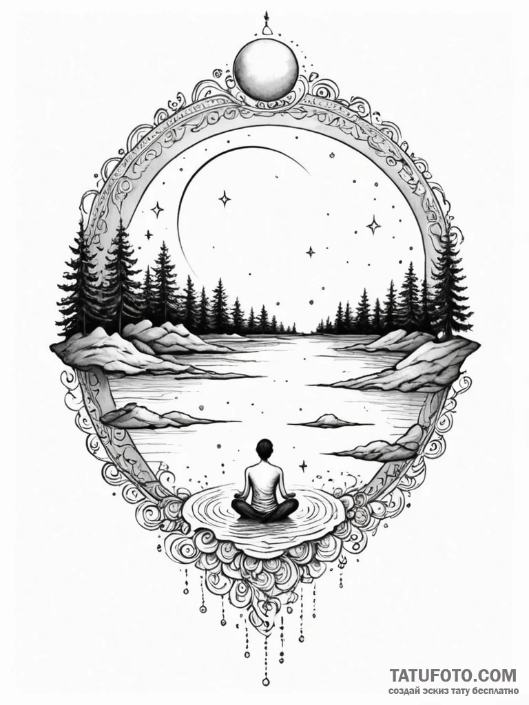 Tattoo sketch, introspection island, a small,... - эскиз тату (№1752437665_0, 13.07.2025 20:14) — Tatufoto.com