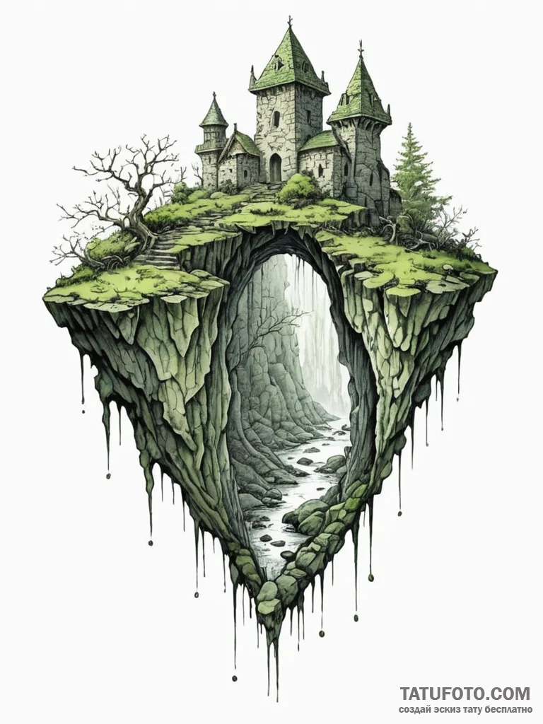 Tattoo sketch, wall of whispering memories, a... - эскиз тату (№1752437926_0, 13.07.2025 20:18) — Tatufoto.com
