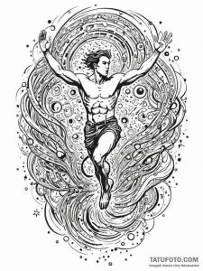 Tattoo sketch, freefall through data stream,... - эскиз тату (№1752438012_0, 13.07.2025 20:20) — Tatufoto.com
