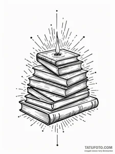 Tattoo sketch, hushed library, digital whispe... - эскиз тату (№1752438099_0, 13.07.2025 20:21) — Tatufoto.com