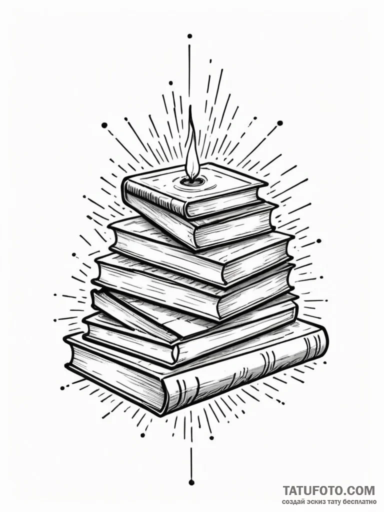 Tattoo sketch, hushed library, digital whispe... - эскиз тату (№1752438099_0, 13.07.2025 20:21) — Tatufoto.com