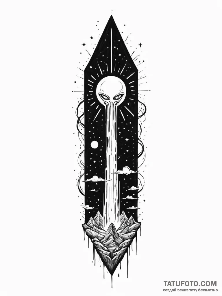Tattoo sketch, monolith of message, a tall, i... - эскиз тату (№1752438447_0, 13.07.2025 20:27) — Tatufoto.com