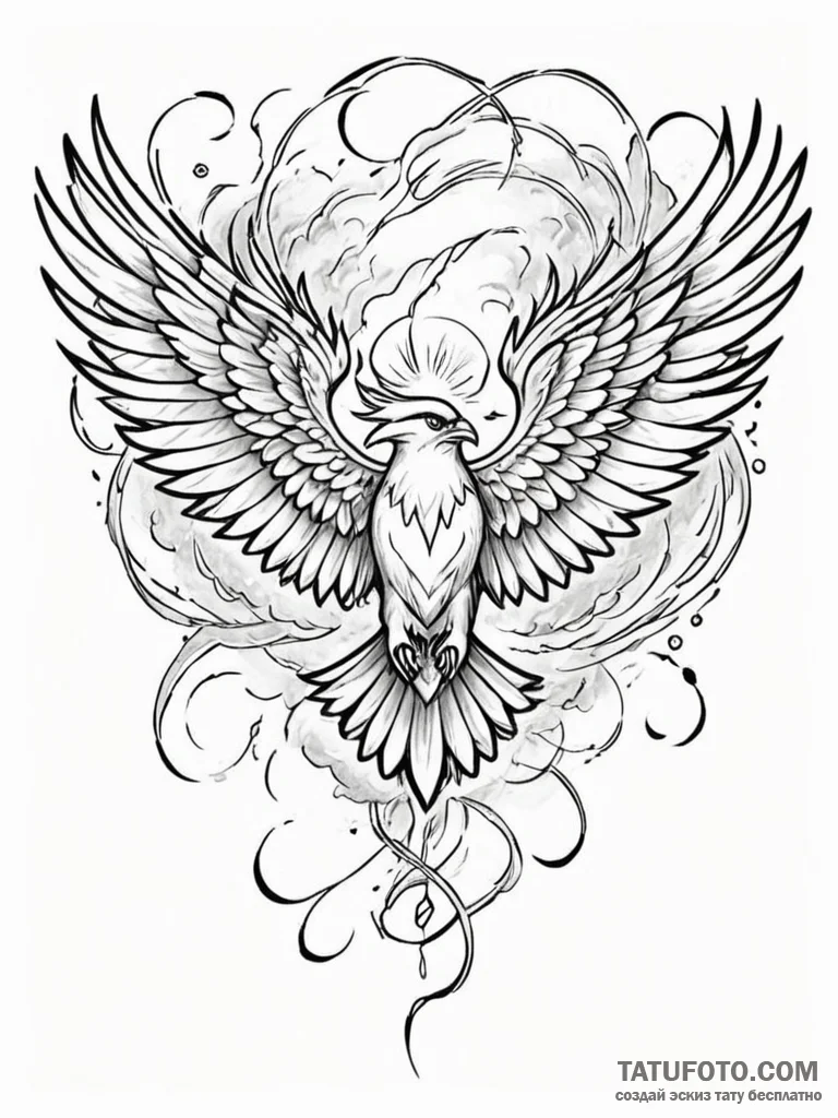 Tattoo sketch, telepathic thunderbird, a maje... - эскиз тату (№1752438794_0, 13.07.2025 20:33) — Tatufoto.com