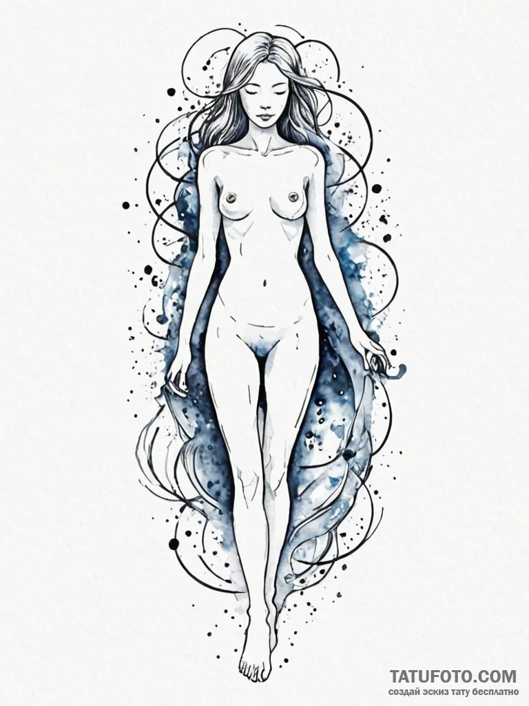 Tattoo sketch, naked truth, digital veil, a s... - эскиз тату (№1752438879_0, 13.07.2025 20:34) — Tatufoto.com