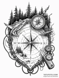 Tattoo sketch, wilderness survival kit, digit... - эскиз тату (№1752438966_0, 13.07.2025 20:36) — Tatufoto.com