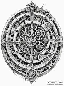 Tattoo sketch, labyrinth of time, a complex,... - эскиз тату (№1752440037_0, 13.07.2025 20:53) — Tatufoto.com