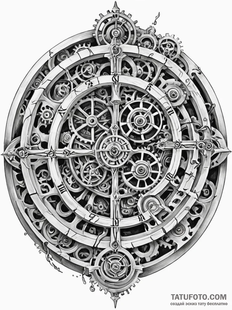 Tattoo sketch, labyrinth of time, a complex,… — эскиз тату (№1752440037_0, 13.07.2025 20:53) — Tatufoto.com
