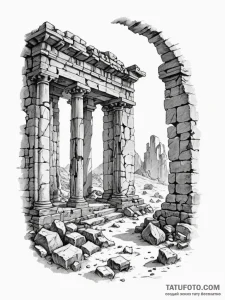 Tattoo sketch, haunting echoes of history, a... - эскиз тату (№1752440380_0, 13.07.2025 20:59) — Tatufoto.com