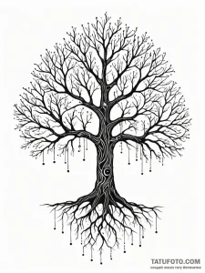 Tattoo sketch, binary tree structure rendered... - эскиз тату (№1752440721_0, 13.07.2025 21:05) — Tatufoto.com