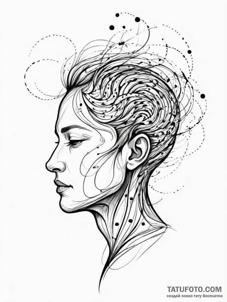 Tattoo sketch, particle trail of thought, a s... - эскиз тату (№1752440806_0, 13.07.2025 21:06) — Tatufoto.com