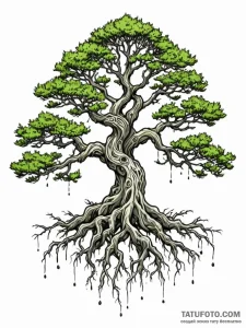 Tattoo sketch, juniper tree, ancient wisdom,... - эскиз тату (№1752441233_0, 13.07.2025 21:13) — Tatufoto.com