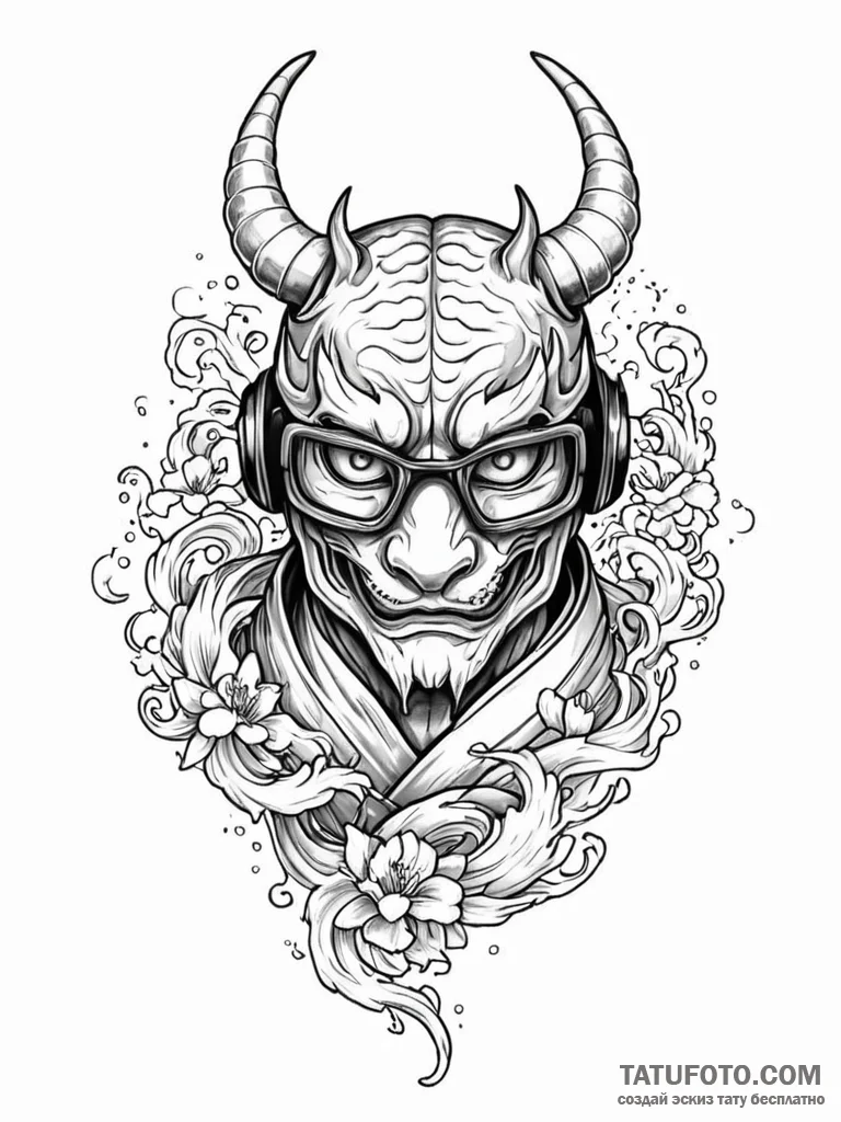 Tattoo sketch, immersive vr headset, real wor... - эскиз тату (№1752441318_0, 13.07.2025 21:15) — Tatufoto.com
