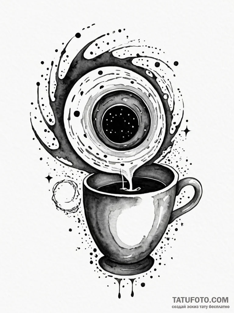 Tattoo sketch, black hole depicted as a swirl... - эскиз тату (№1752441742_0, 13.07.2025 21:22) — Tatufoto.com