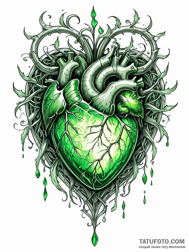 Tattoo sketch, kryptonite heart, a stylized h... - эскиз тату (№1752441826_0, 13.07.2025 21:23) — Tatufoto.com