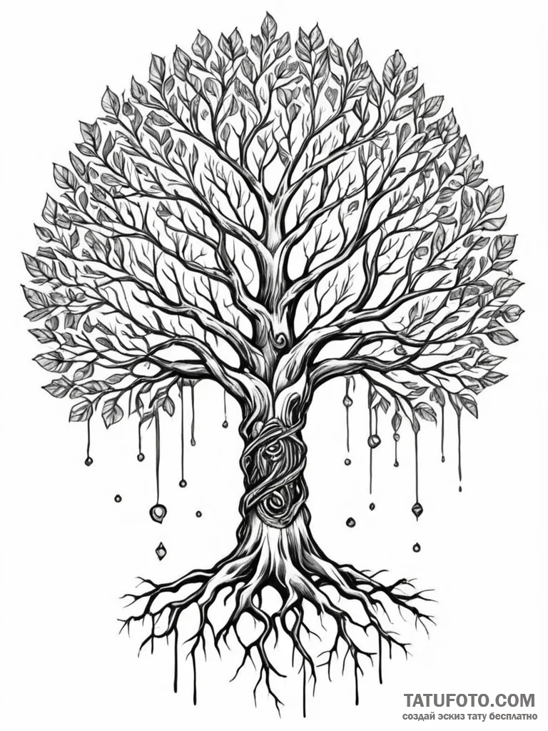Tattoo sketch, silver tree of sentience, a ma... - эскиз тату (№1752442164_0, 13.07.2025 21:29) — Tatufoto.com