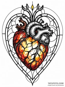 Tattoo sketch, stained glass heart, digital l... - эскиз тату (№1752442334_0, 13.07.2025 21:32) — Tatufoto.com