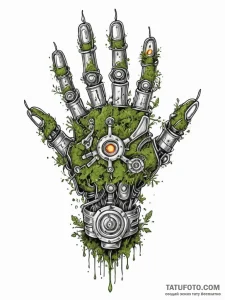Tattoo sketch, runic regrowth on robot hand,... - эскиз тату (№1752442419_0, 13.07.2025 21:33) — Tatufoto.com