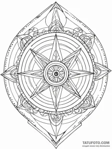 Tattoo sketch, knowledge compass, a classic c... - эскиз тату (№1752442674_0, 13.07.2025 21:37) — Tatufoto.com