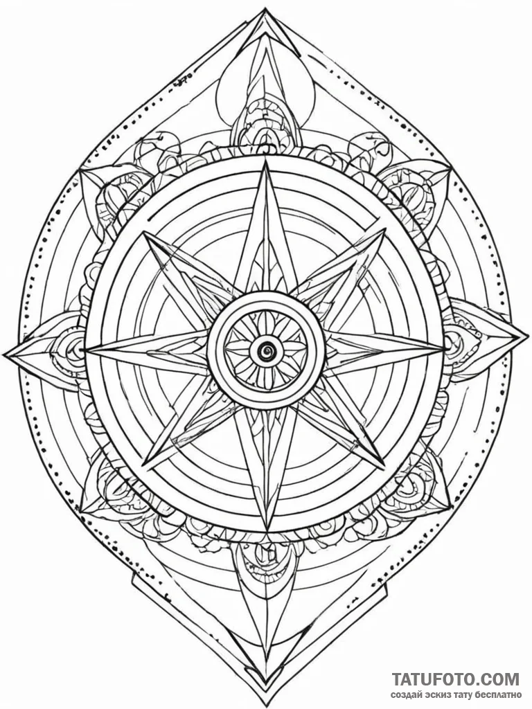 Tattoo sketch, knowledge compass, a classic c... - эскиз тату (№1752442674_0, 13.07.2025 21:37) — Tatufoto.com
