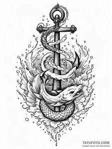 Tattoo sketch, an anchor dissolving into a fl... - эскиз тату (№1752442840_0, 13.07.2025 21:40) — Tatufoto.com