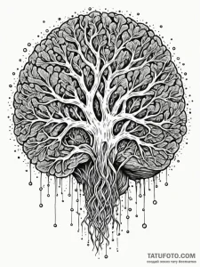 Tattoo sketch, fungal mind network, a detaile... - эскиз тату (№1752443175_0, 13.07.2025 21:46) — Tatufoto.com