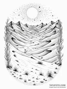 Tattoo sketch, shifting sands of sentience, a... - эскиз тату (№1752443427_0, 13.07.2025 21:50) — Tatufoto.com