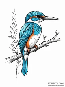Tattoo sketch, kingfisher's digital perch, a... - эскиз тату (№1752443765_0, 13.07.2025 21:56) — Tatufoto.com