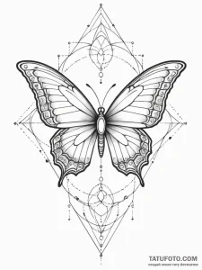 Tattoo sketch, numerical code butterfly, a de... - эскиз тату (№1752443933_0, 13.07.2025 21:58) — Tatufoto.com