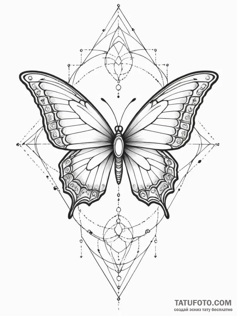 Tattoo sketch, numerical code butterfly, a de... - эскиз тату (№1752443933_0, 13.07.2025 21:58) — Tatufoto.com