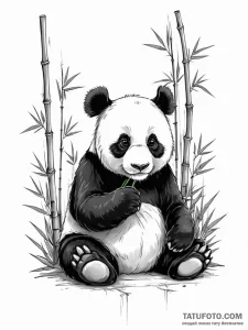 Tattoo sketch, pensive panda, data bamboo, a... - эскиз тату (№1752444438_0, 13.07.2025 22:07) — Tatufoto.com