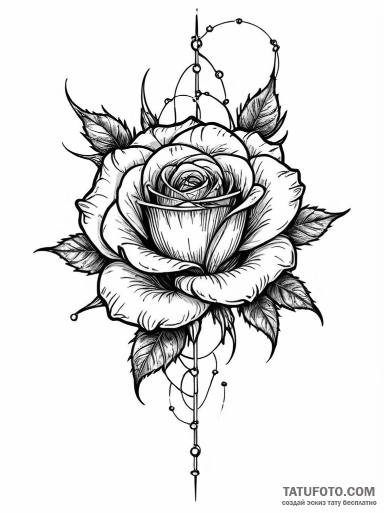 Tattoo sketch, iron rose, digital thorns, a d… — эскиз тату (№1752444692_0, 13.07.2025 22:11) — Tatufoto.com