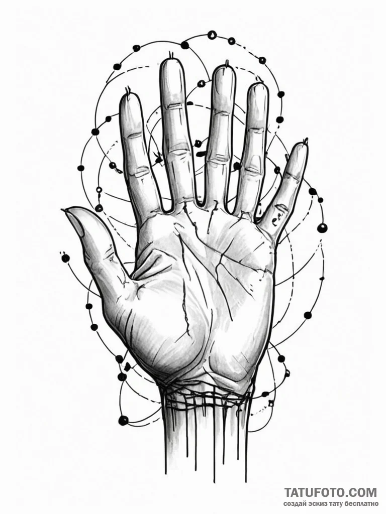 Tattoo sketch, hand of destiny, rewriting cod... - эскиз тату (№1752445281_0, 13.07.2025 22:21) — Tatufoto.com