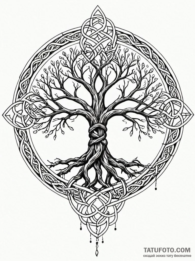 Tattoo sketch, karmic knotwork tree, an ancie... - эскиз тату (№1752445367_0, 13.07.2025 22:22) — Tatufoto.com
